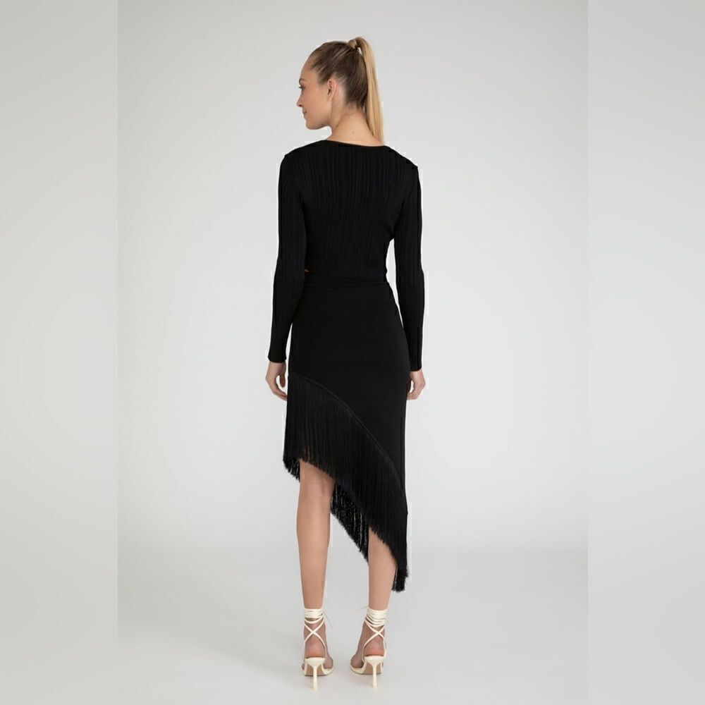 PAOLA BERNARDI Hanne Knit Fridge Skirt In Fushcia size Small NWT$518 - Picture 3 of 9